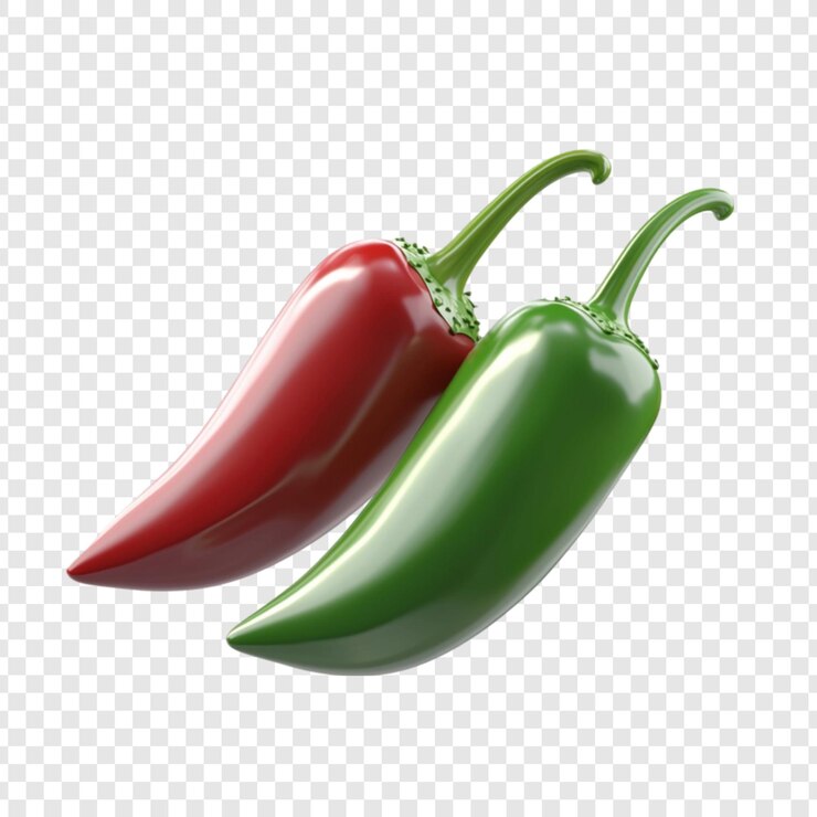 PSD un chile rojo vibrante y un chile verde fresco uno al lado del otro mostrando sus colores y texturas contrastantes una imagen deliciosa para blogs de comida recetas o sitios web culinarios