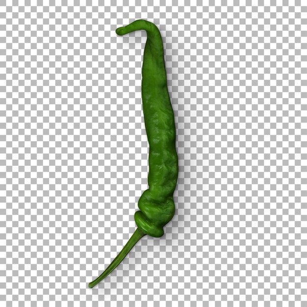 Un chile verde vibrante que muestra su forma alargada y su textura suave