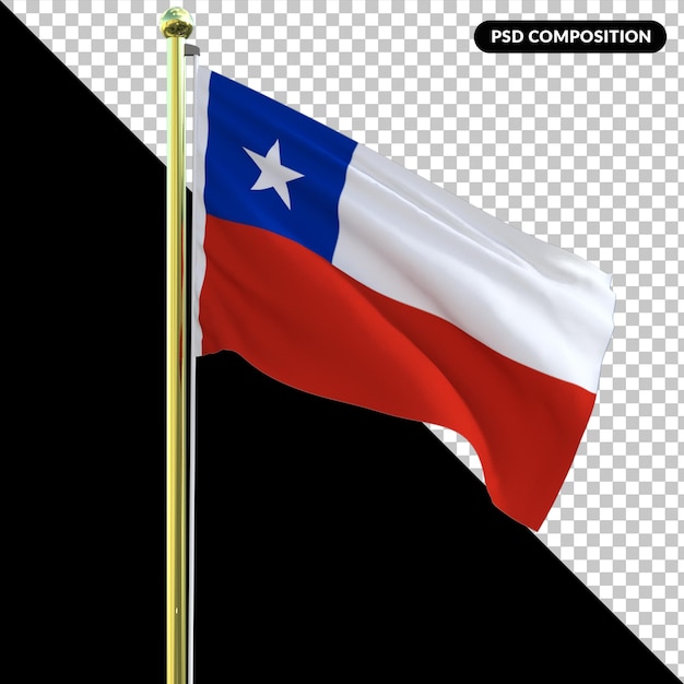 Chilenische Nationalflagge isolierte 3D-Premium-PSD