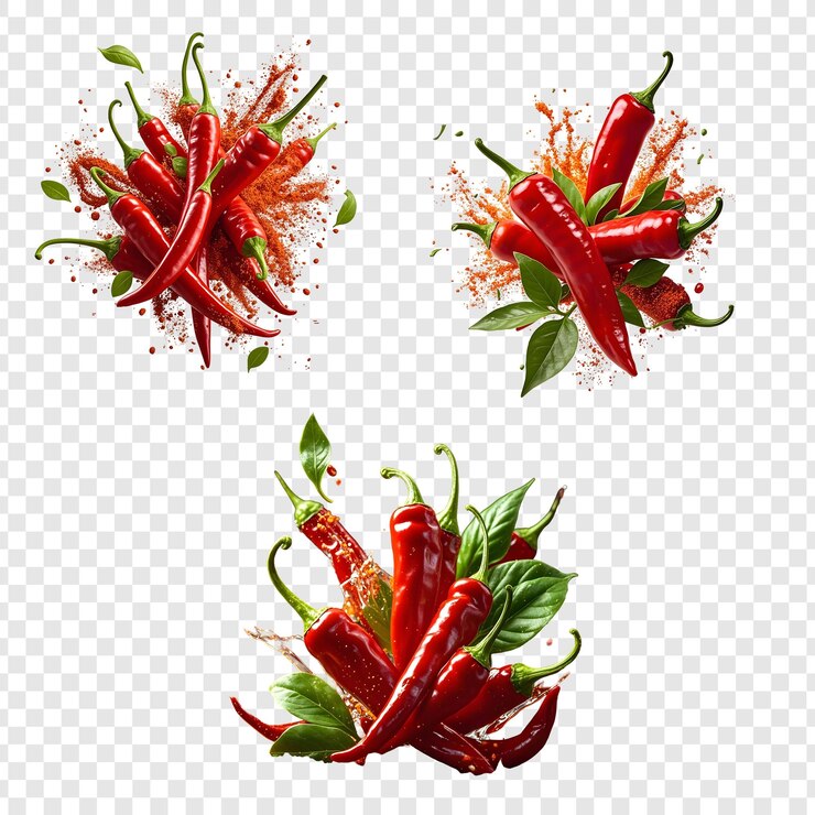 PSD chiles rojos frescos salpicados