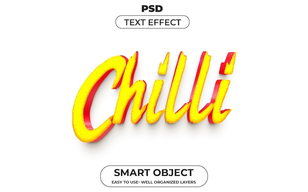 Chili 3d bearbeitbare texteffekt-stilvorlage