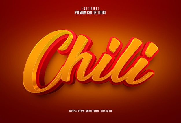 Chili 3d editable psd text effect