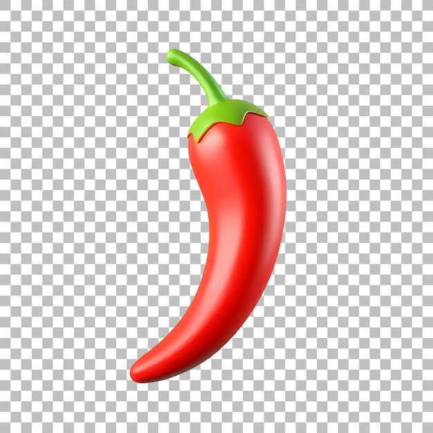 Chili 3D-Symbol Glanzender Minimal-Emoji-Stil Isolierter PNG-Objekt