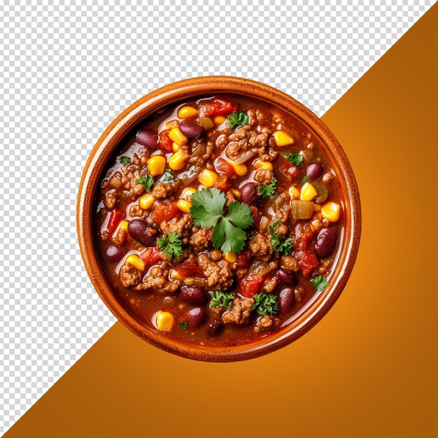 Chili con carne aislado sobre un fondo blanco