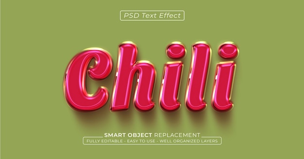 Chili glänzender Text editierbarer Texteffekt im 3D-Stil