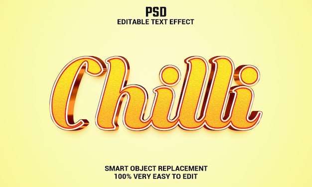 chilli 3d editable text effect with background premium psd