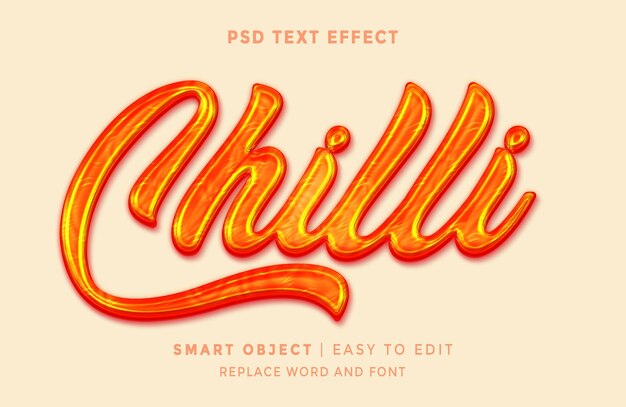 PSD chilli 3d-text-effekt vollständig bearbeitbar 2024 in photoshop