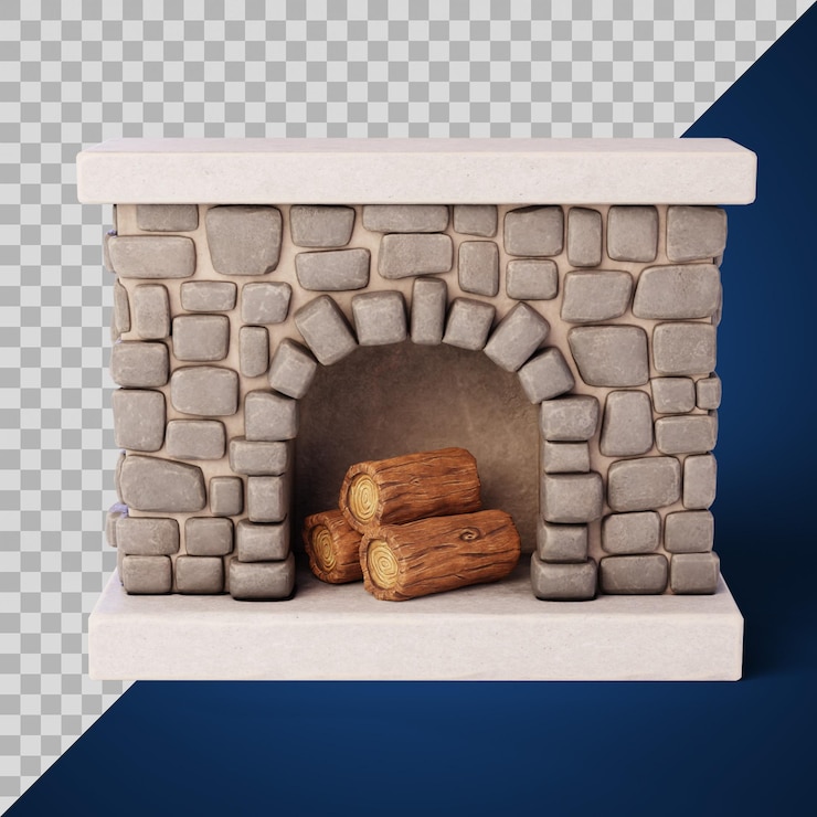 PSD una chimenea estilizada con troncos de madera