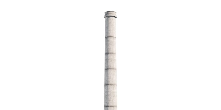 PSD una chimenea industrial alta aislada sobre un fondo transparente