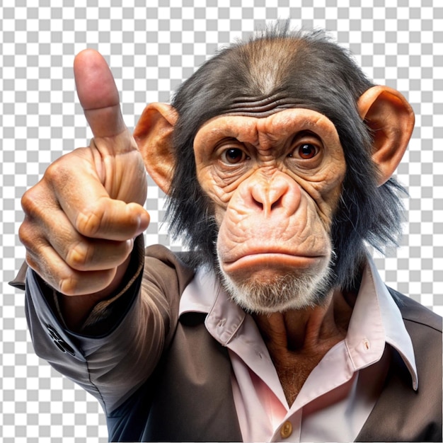 Un chimpancé aislado sobre un fondo transparente