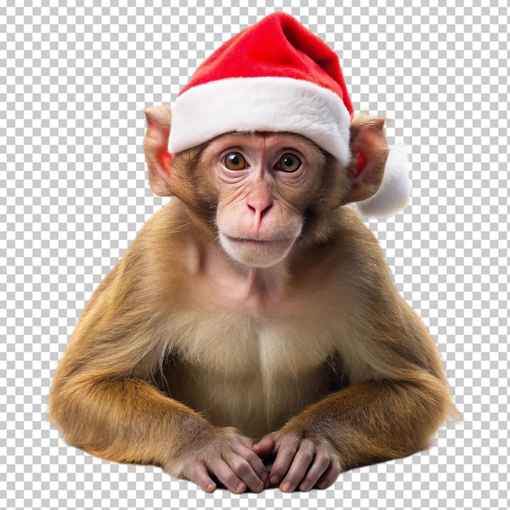 PSD un chimpancé alegre con un sombrero de papá noel perfecto para las fiestas