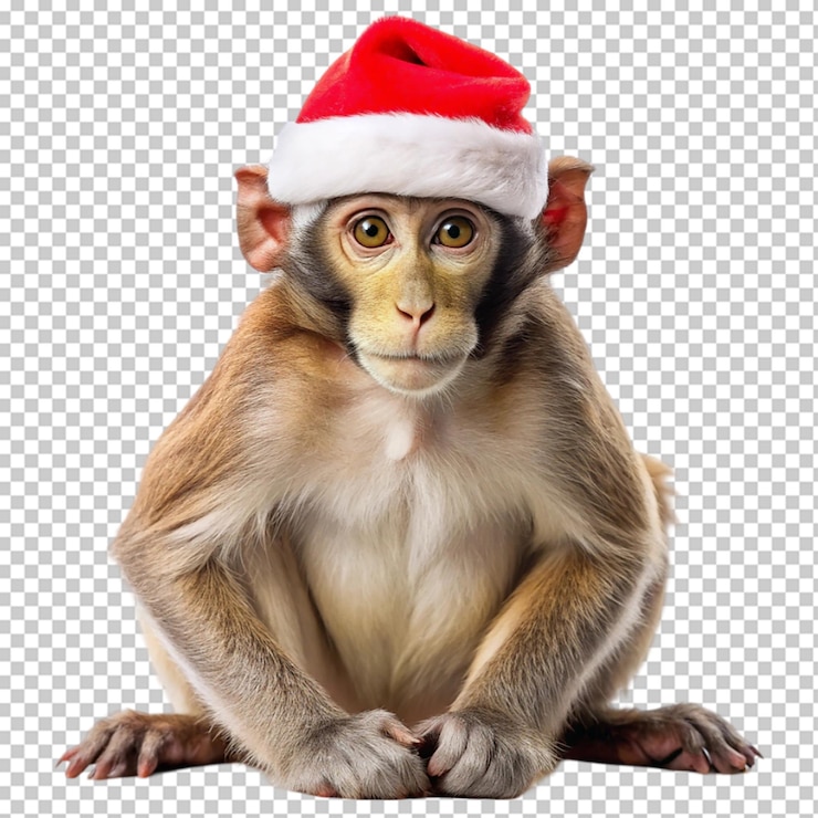 PSD un chimpancé alegre con un sombrero de papá noel perfecto para las fiestas