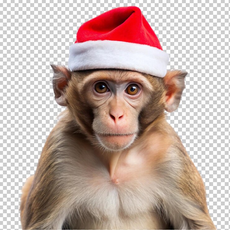 PSD un chimpancé alegre con un sombrero de papá noel perfecto para las fiestas