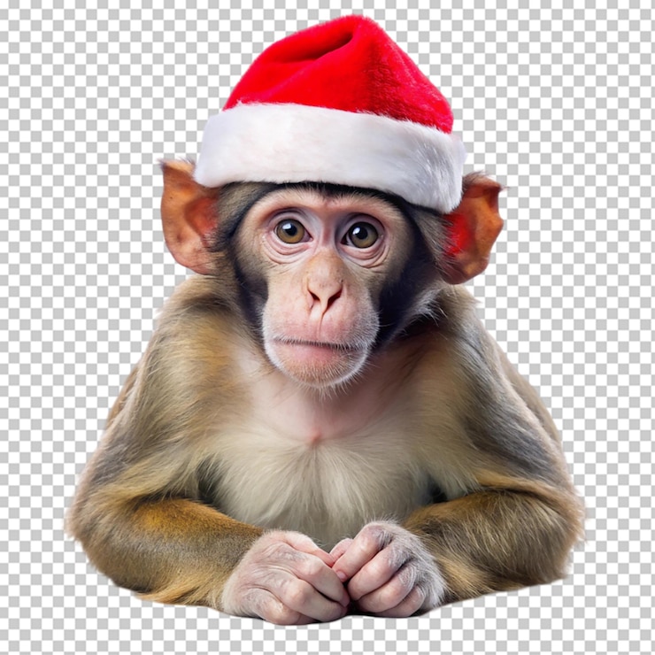 PSD un chimpancé alegre con un sombrero de papá noel perfecto para las fiestas