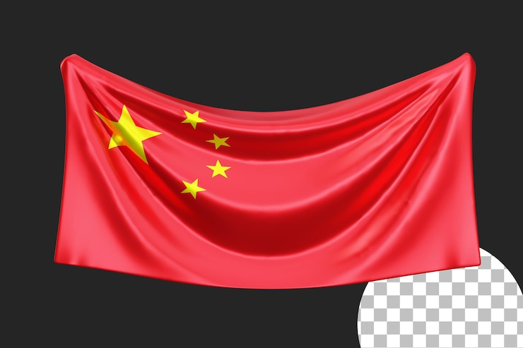 PSD china bandera nacional 3d render icono ilustración vista frontal