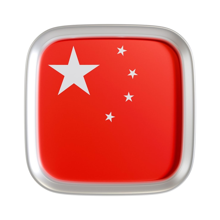 PSD china flag 3d square icon