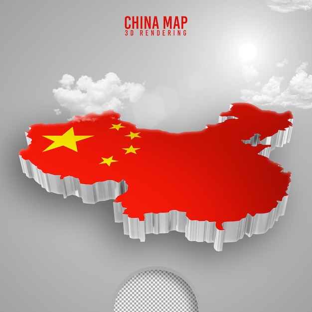 PSD china karte 3d-rendering