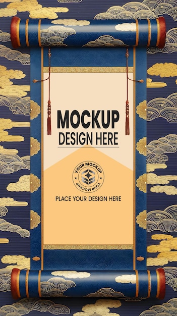 China vecchio stile telaio vintage mockup