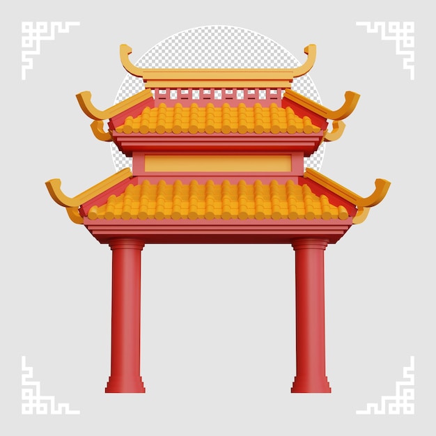 Chinatown Gate 3D Element 01