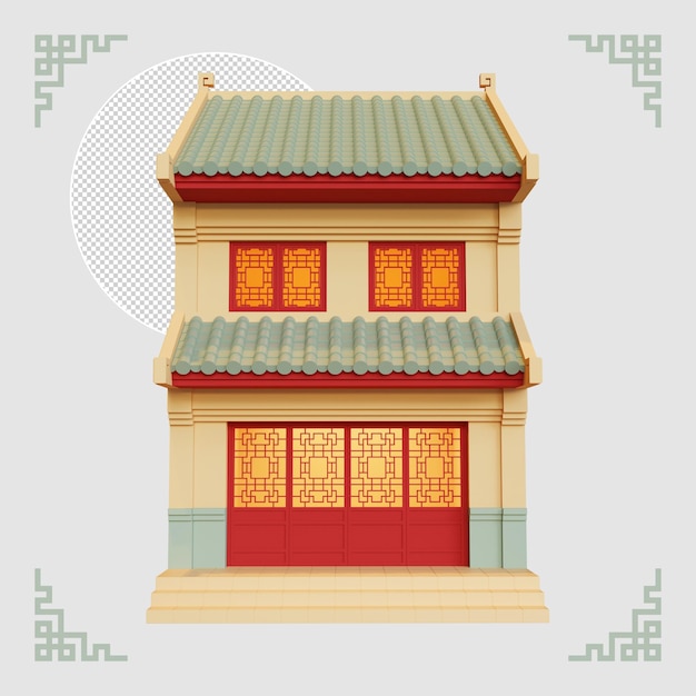 PSD chinatown shophouse 3d-element 01