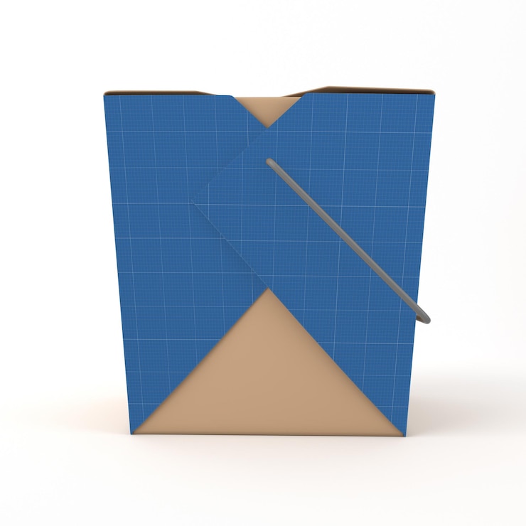 PSD chinese food box perspective side