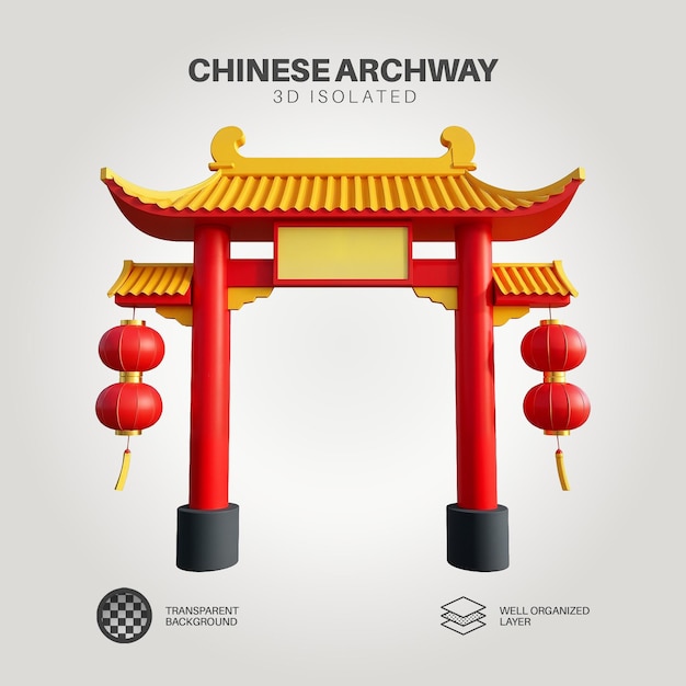Chinesische Archway-Schildtafel Isoliert Hintergrund 04