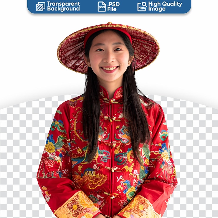 PSD chinesische frau freut sich über die feier des mondneuen jahres und des chinesischen neujahrs