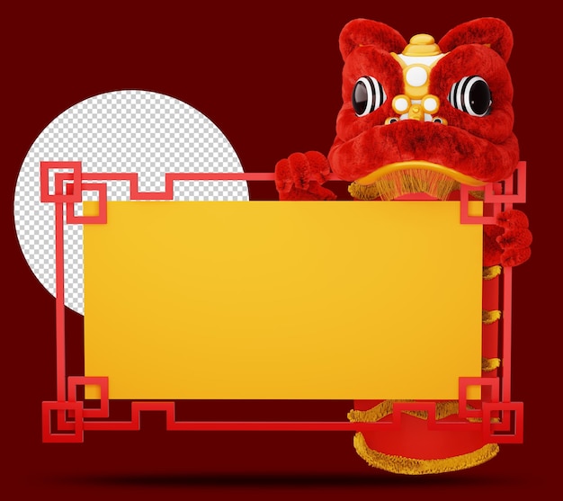 Chinesischer Neujahrslöwentanz mit Rahmen 3D-Rendering
