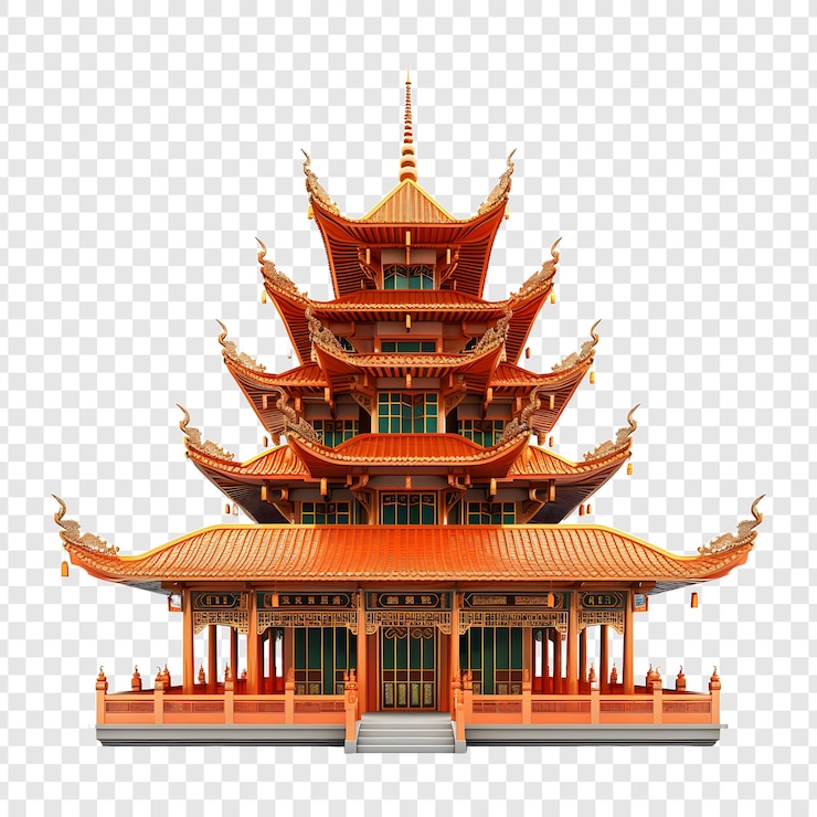 PSD chinesischer pagodenpavillon png isoliert auf durchsichtigem hintergrund