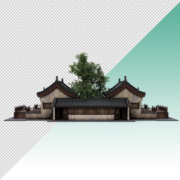 Chinesisches Gebäude aus Fels- und Holzhaus