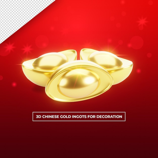 Chinesisches neujahr 3d chinesische goldbarren für die dekoration