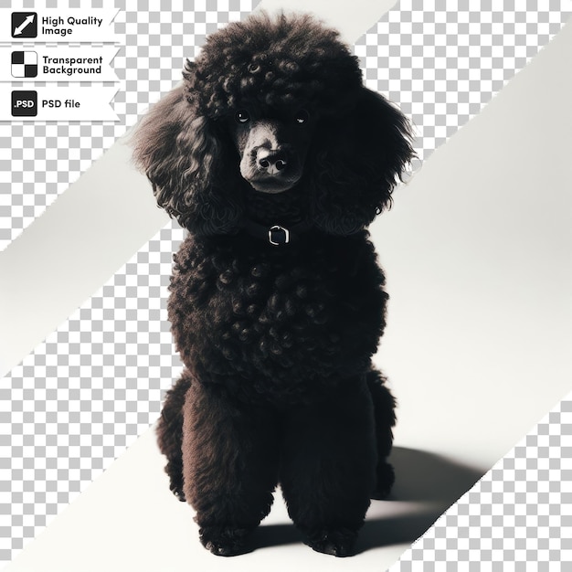 Chiot de caniche noir PSD sur fond transparent avec couche de masque modifiable