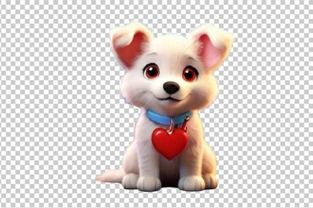 PSD chiot de dessin animé avec pendentif en forme de coeur