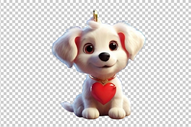 PSD chiot de dessin animé avec pendentif en forme de coeur