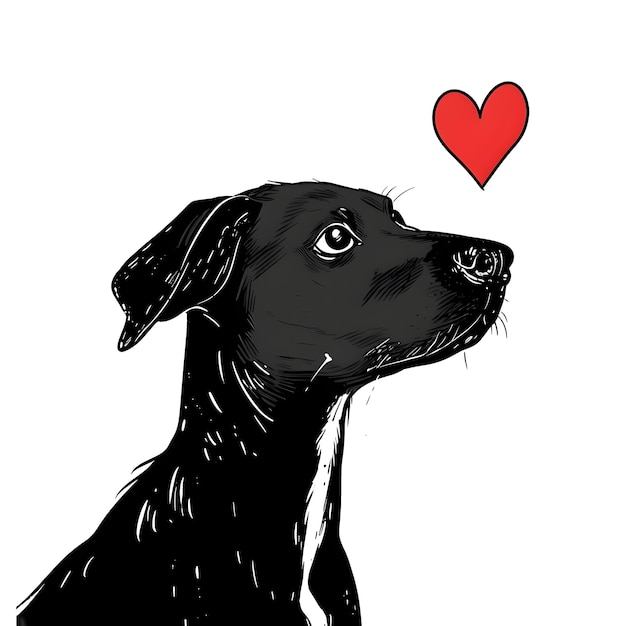 PSD chiot de labrador noir avec une illustration de cœur png