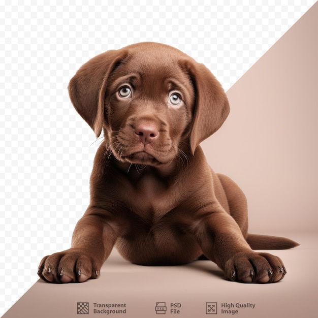 PSD un chiot marron avec un oeil bleu et un fond marron avec un chien marron dessus.