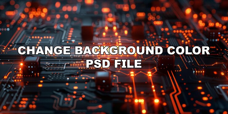 PSD un chip de computadora con muchas pequeñas luces naranjas de fondo