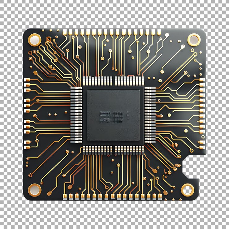 PSD chip de computadora o cpu en fondo transparente generado por ai
