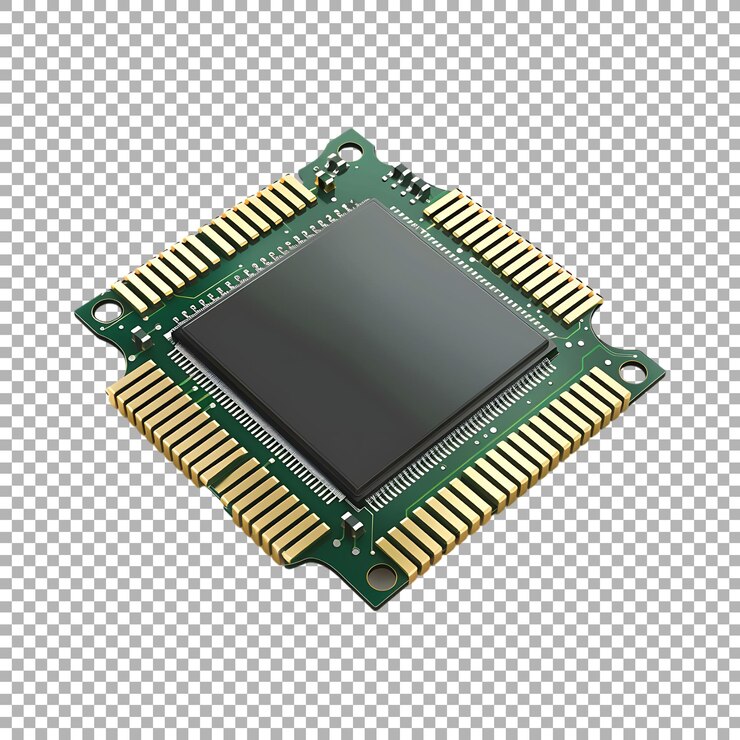 PSD chip de computadora o cpu en fondo transparente generado por ai