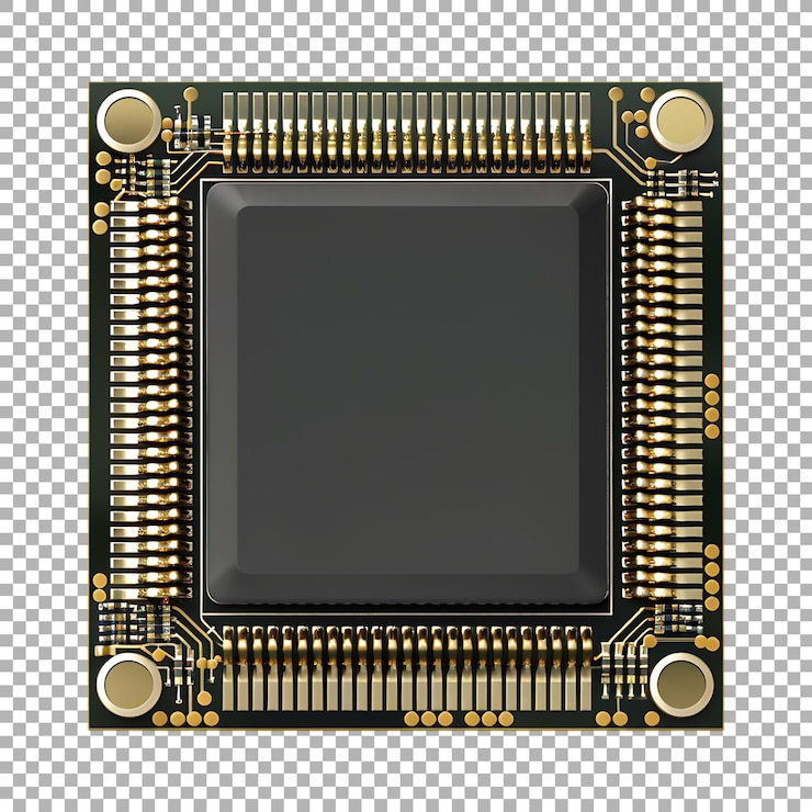 PSD chip de computadora o cpu en fondo transparente generado por ai