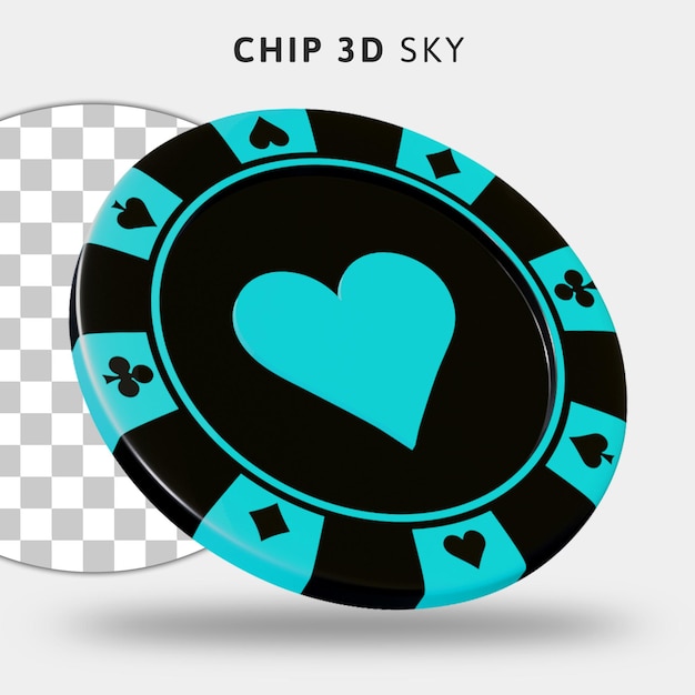 PSD chip de casino céu 3d em fundo transparente