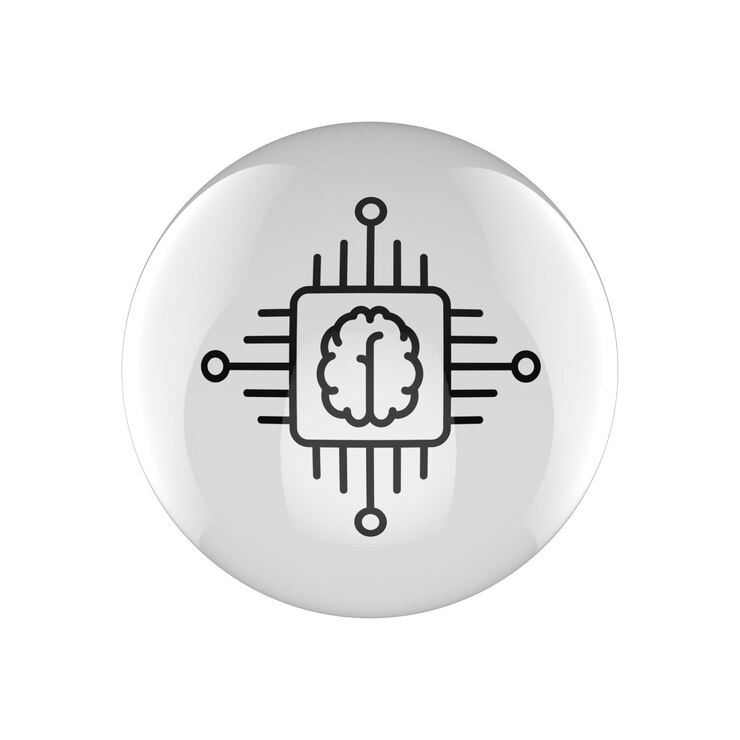 PSD chip de inteligência artificial com ícone do cérebro