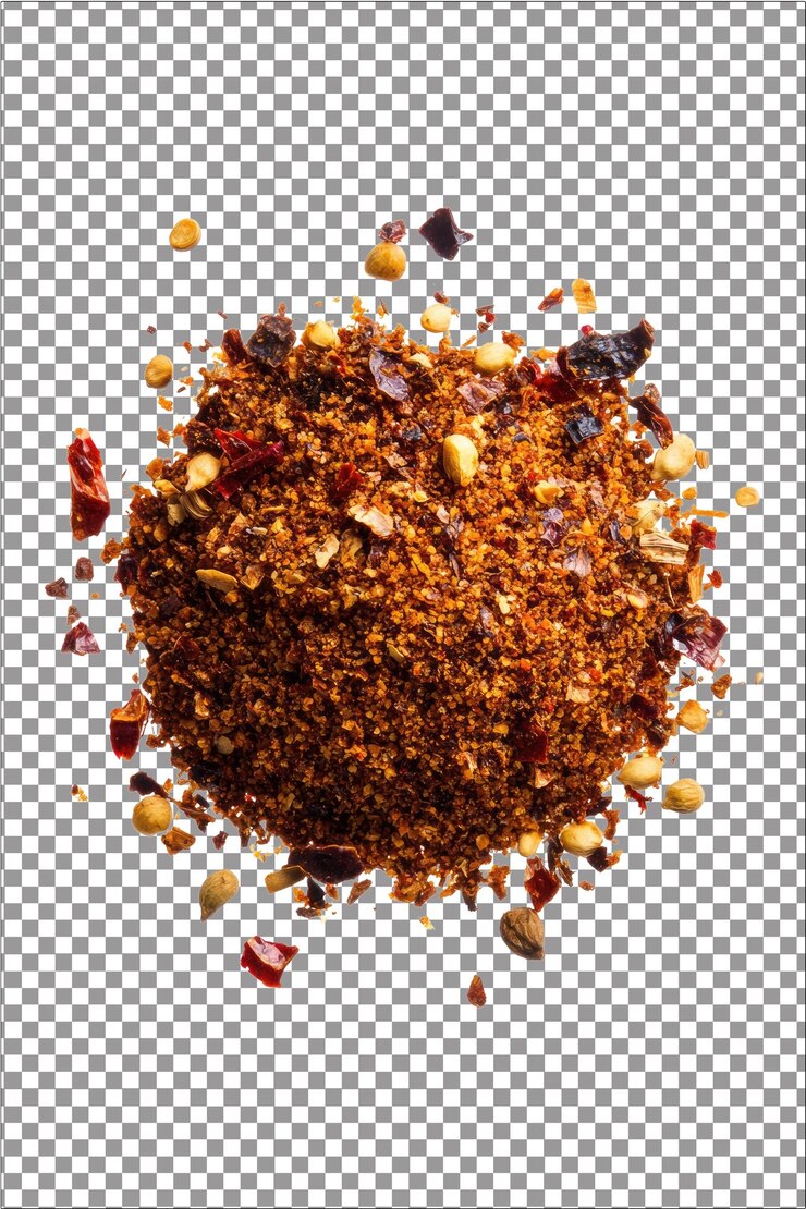 Chipotle condimento ahumado y picante genial para frotar hiperrealista aislado blanco llano transparente