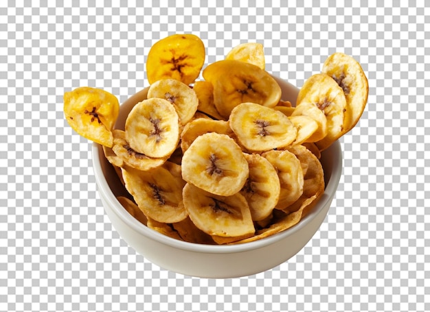 PSD des chips de banane dans un bol sur un fond transparent