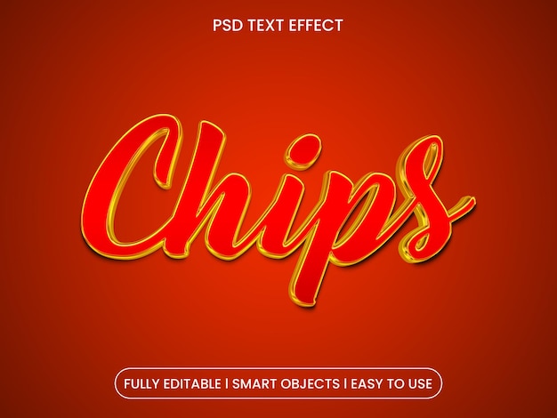 Chips efecto de texto premium editable en 3D
