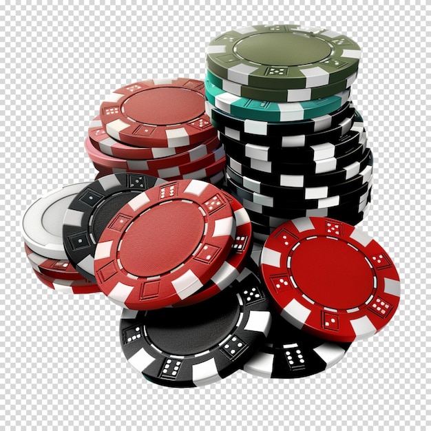 PSD chips de poker isolés sur un fond transparent