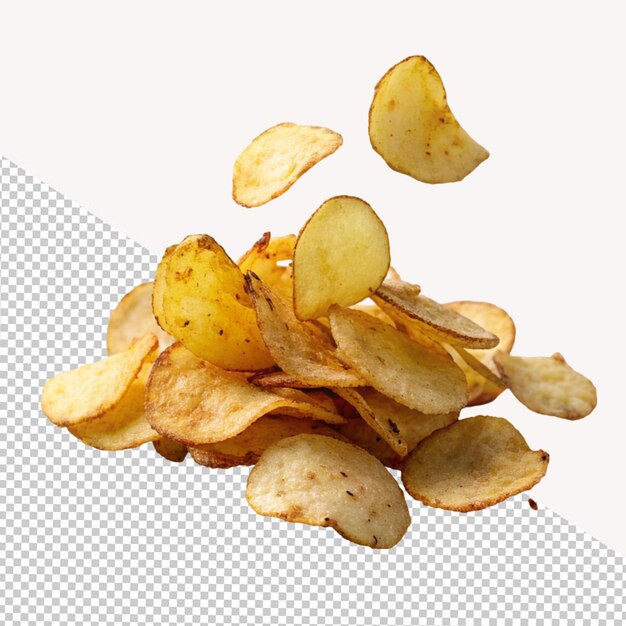 PSD chips de pommes de terre défaillantes sur un fond transparent