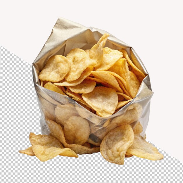 PSD chips de pommes de terre défaillantes sur un fond transparent