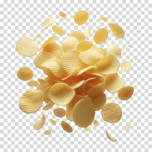 PSD des chips de pommes de terre flottantes à fond transparent