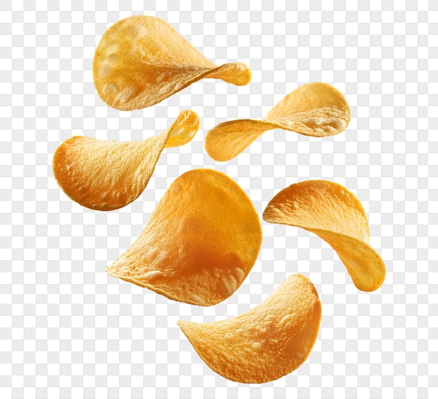 Chips de pommes de terre isolés sur un fond transparent